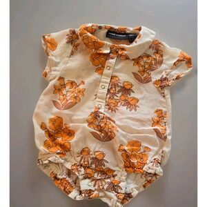 Mini Rodini Wildflowers woven body 4-6 months for Boy Bodysuit Beige